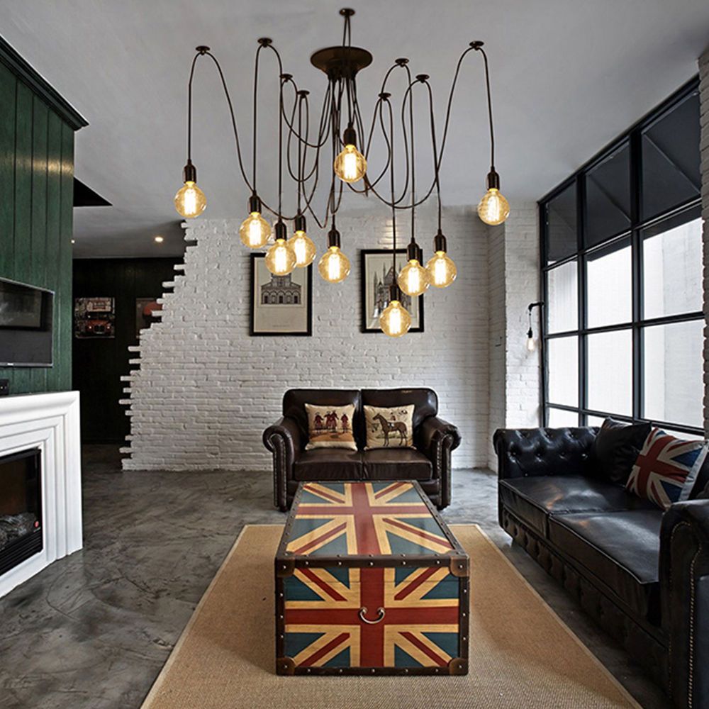 Industrial Style Vintage Art Loft Modern Chandelier Ceiling Pendant Head Light Lamp Retro Christmas Home Decoration Plug In Hanging Lamp Designer Pendant