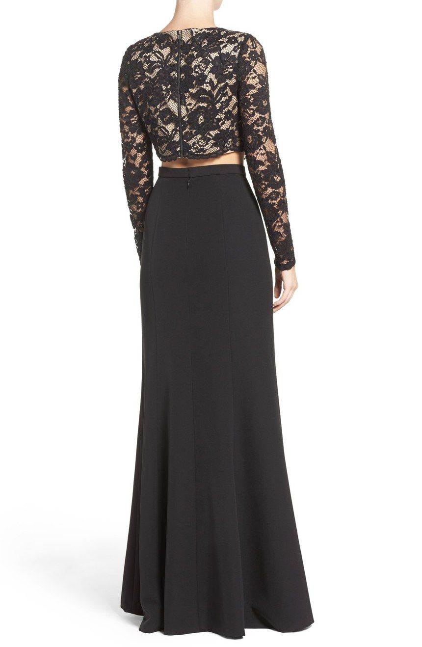 two piece long sleeve gown