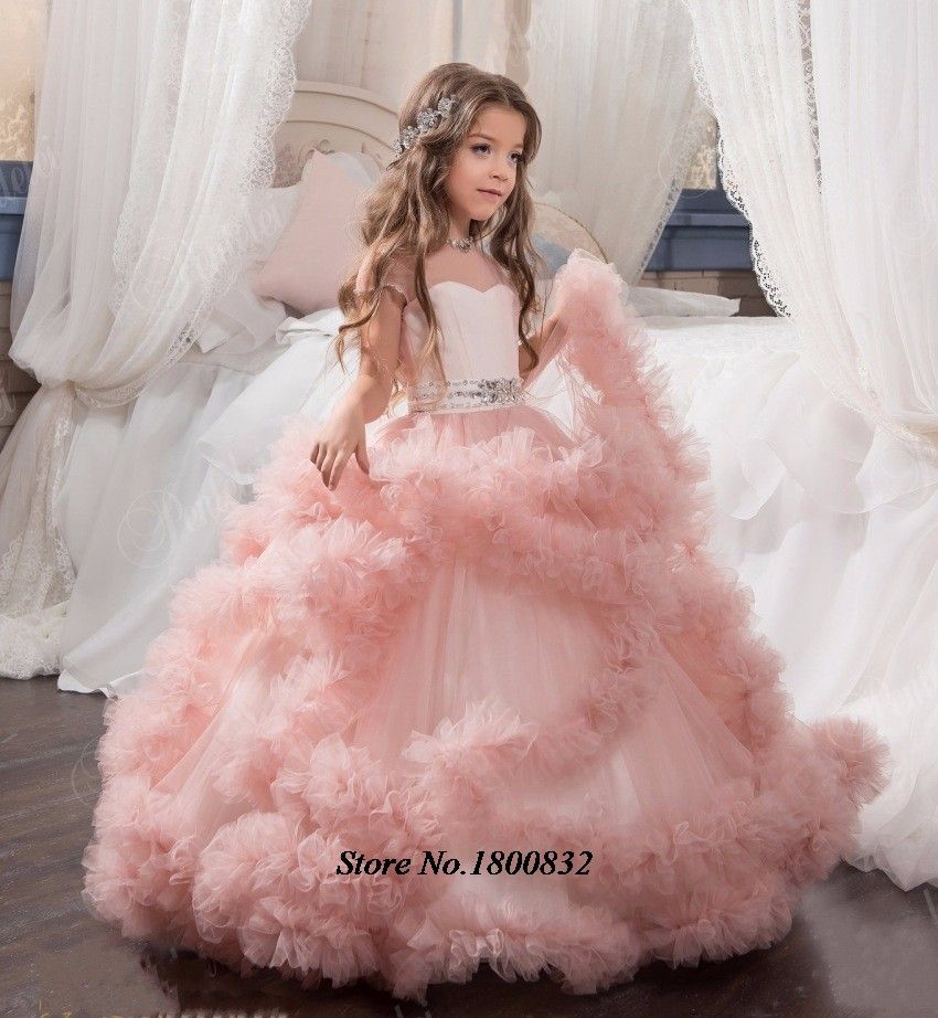 New Arrival Glitz Pageant Dresses Crystal Kids Frock Designs Uniques