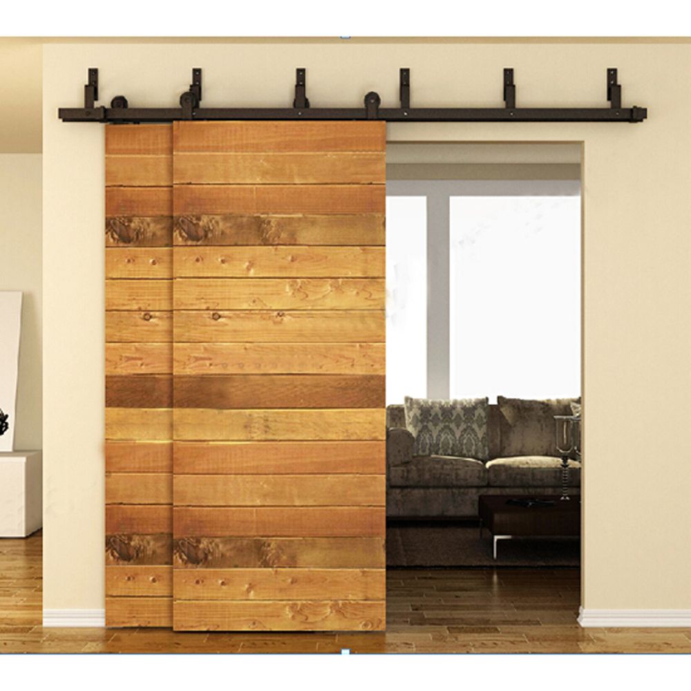 2018 5 16ft Bypass Antique Sliding Roller Barn Double Wood Door 2018 5 16ft Bypass Antique Sliding Roller Barn Double Wood Door Hardware Rustic Closet Track Kit Set Top Mount Black From Sun Shine 207 14 Dhgate Com