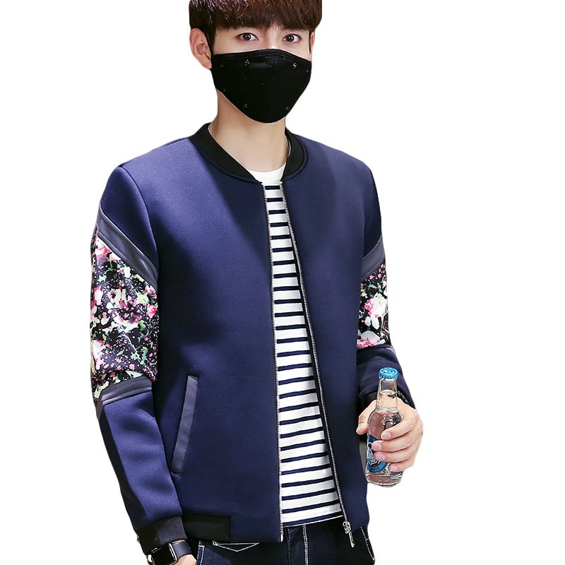 Wholesale Korean Baseball Collar Men'S Jacket Coat Floral Casual Male