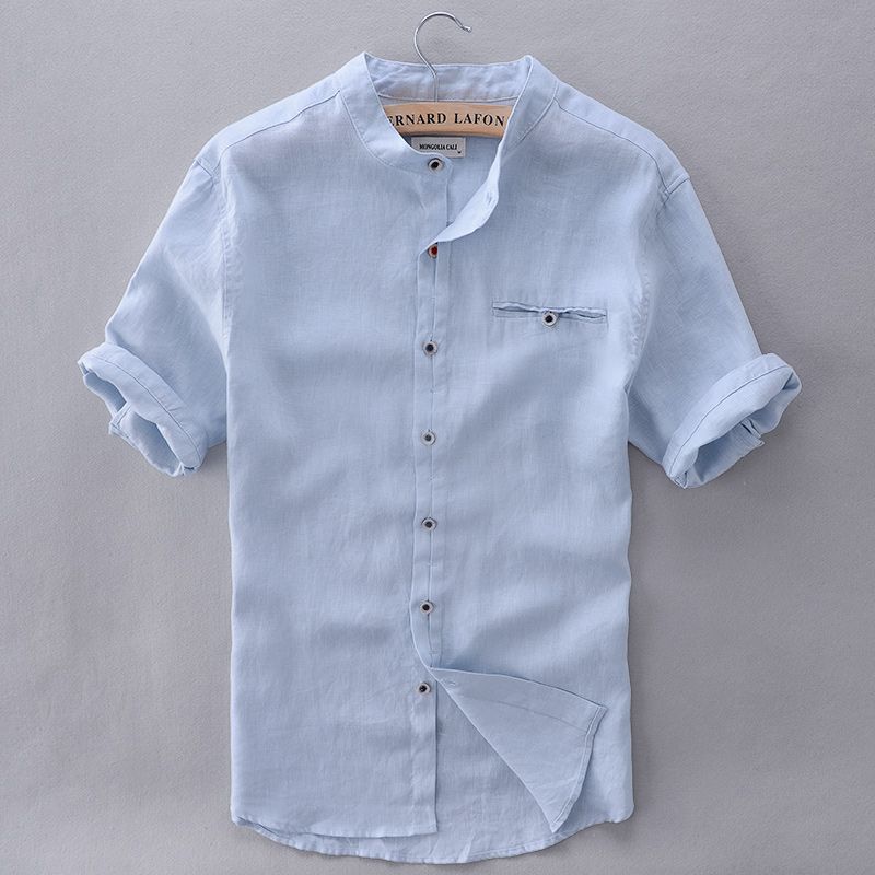 2019 wholesale french style brand shirt men linen summer short