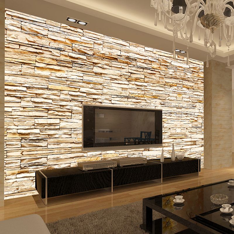 Non Woven Fashion 3d  Stone  Bricks Wallpaper Mural For 