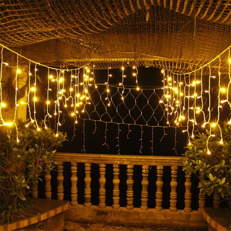 New Year Wave Led Curtain Icicle String Lights Length 3.5m Droopth 0.3m 0.4m 0.5m Outside Roof