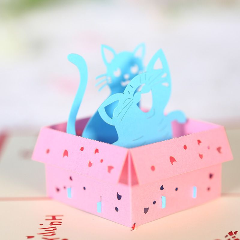 Acheter Chat Cartes De Voeux Anniversaire Faveurs De Fete Danniversaire Decorations Deux Chats Pour Enfants Cadeau Art Papier 3d Pop Up Cartes Carte De Voeux De 1 08 Du Lifeforyou Fr Dhgate Com