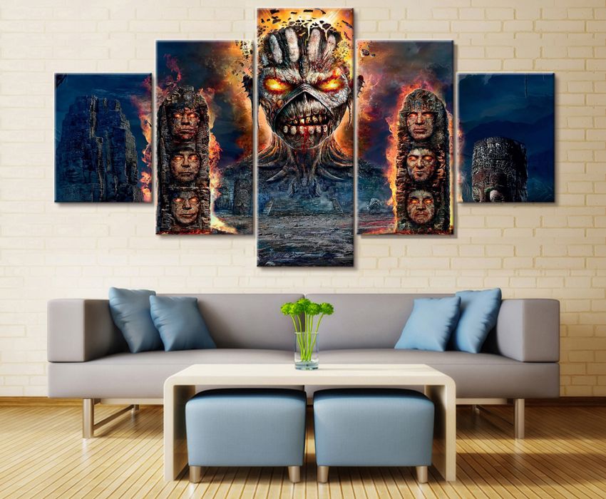 2020 LARGE 60x32 5 Panels Wall Art Decor Iron Maiden Poster Canvas Fine