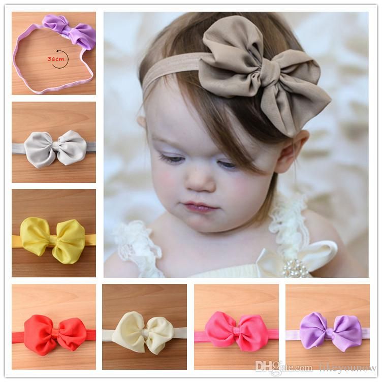 Baby Elastic Headbands Soft Headband with Satins Baby Ribbon Bows Hair