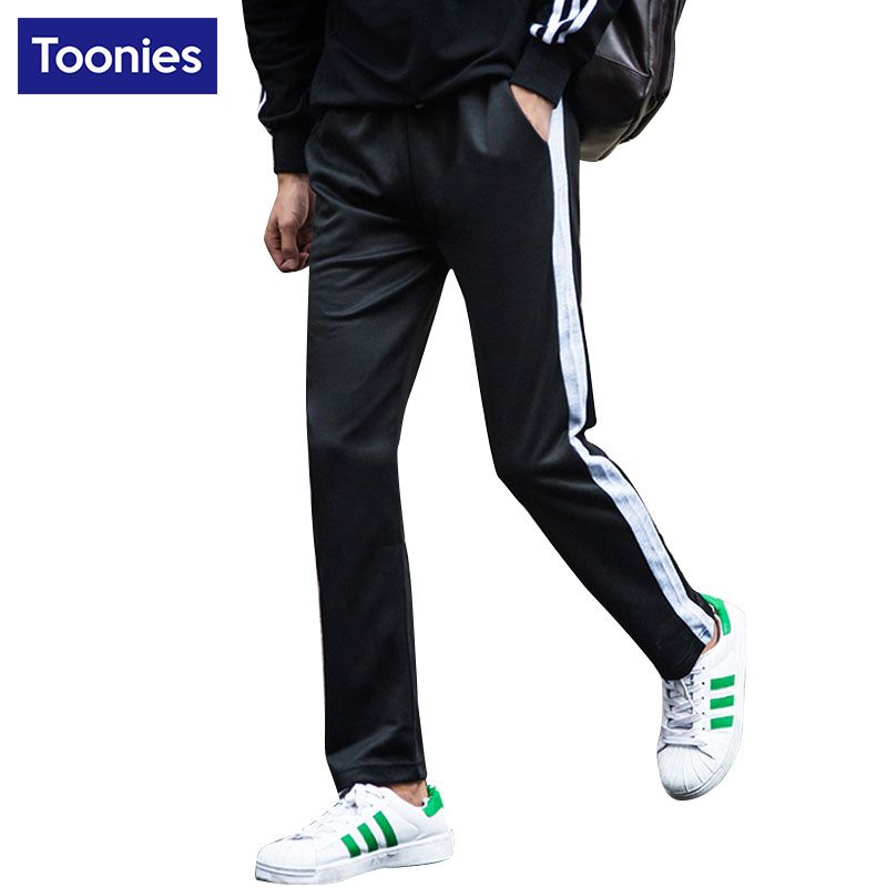men's fashion colorblock striped casual pants