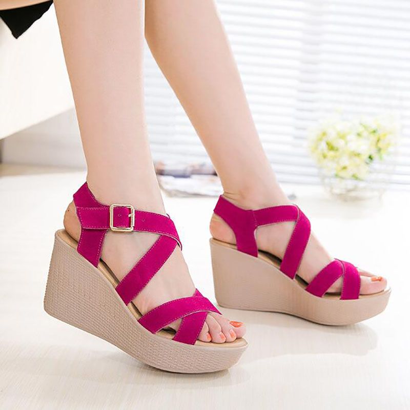 Hot Sale Women Sandals 2017 Summer New Open Toe Fish Head Fashion Platform High Heels Wedge ...