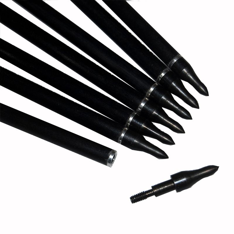 Screw In Steel Arrows Archery Hunter Fletched Fiberglass Hunting Target Practice 