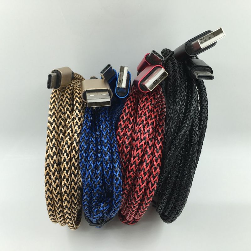1M USB Type C Nylon Braided Woven Charging Cable USB-C Type-C Data Sync Charge Charger Link For Oneplus 2 Two 3 LG 2016
