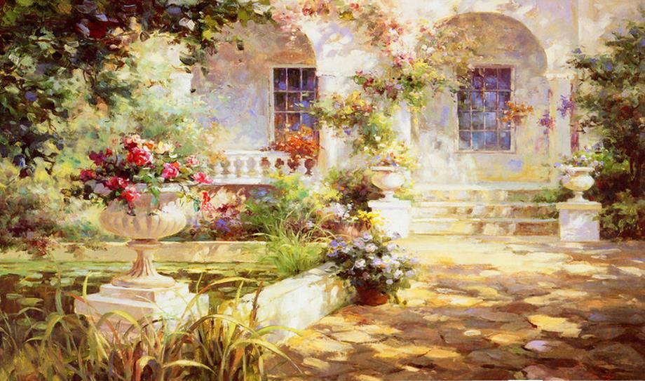 Fantasy Garden Oil Painting Wall Background Modern Wallpaper For Living