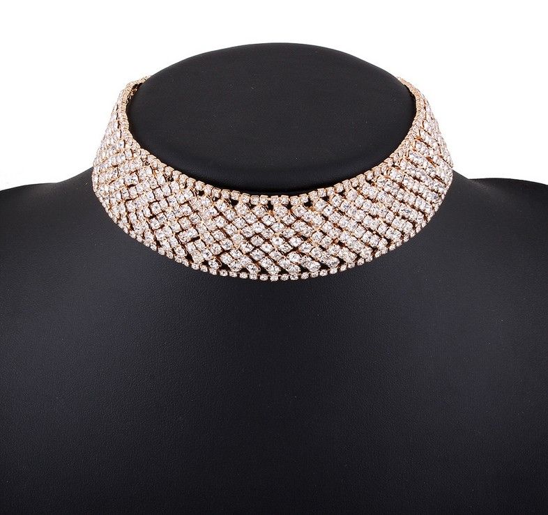 wide silver choker necklace