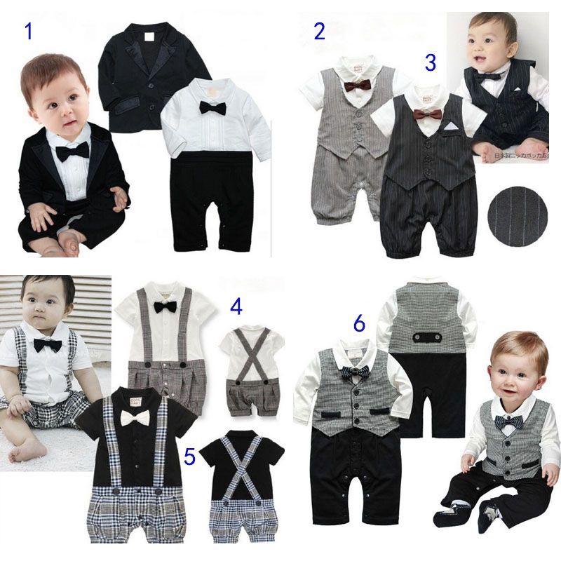 2019 Kids Baby Suits Set 4 Styles Formal Jumpsuits Suit And Tie Wedding
