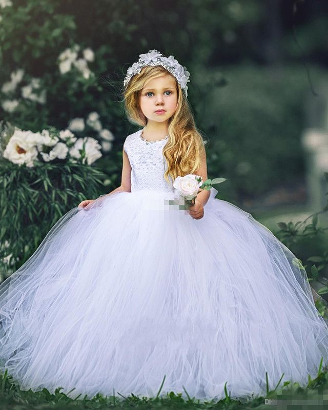 white ball gown flower girl dresses