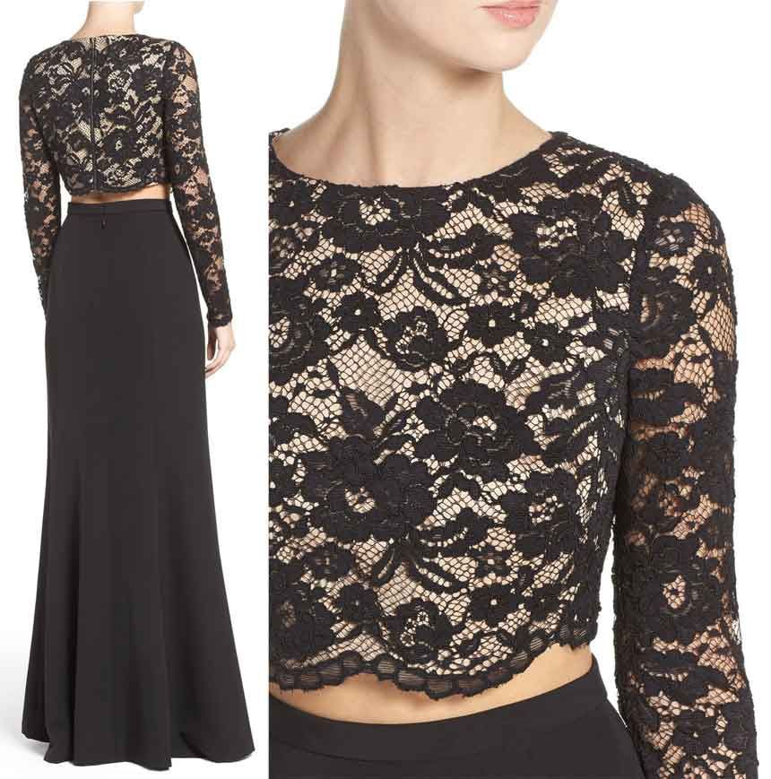 two piece long sleeve gown