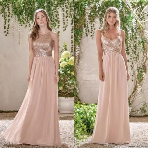 bridesmaid dresses sequin rose gold