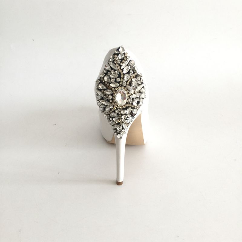 white wedding shoes with rhinestones