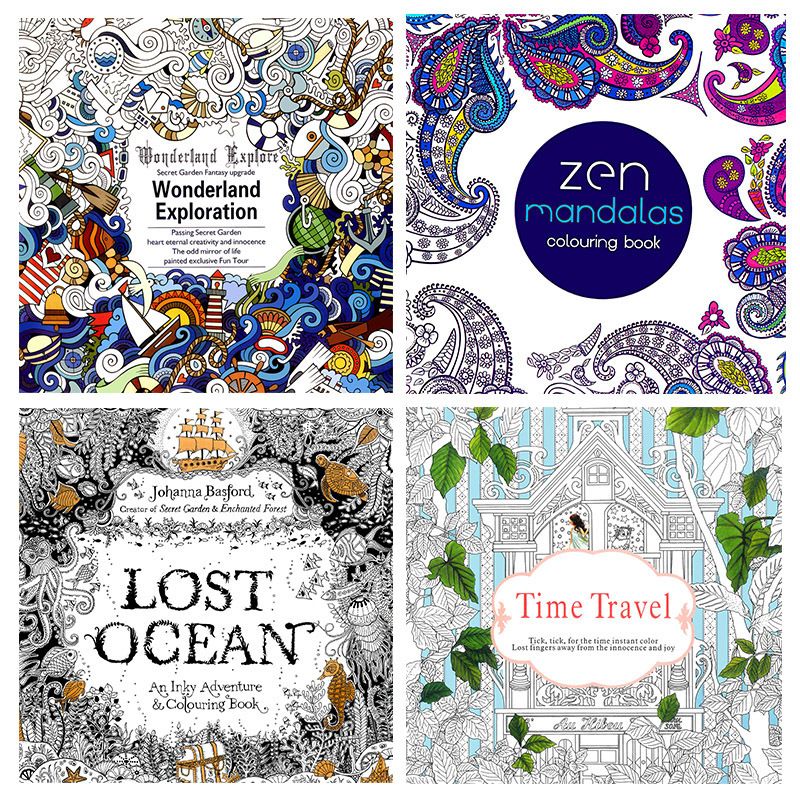 1 1dx Decompression Secret Garden Coloring Books Lost Ocean Time Travel Painted Book Colour Toys Wonderland Exploration Mandalas Theme To