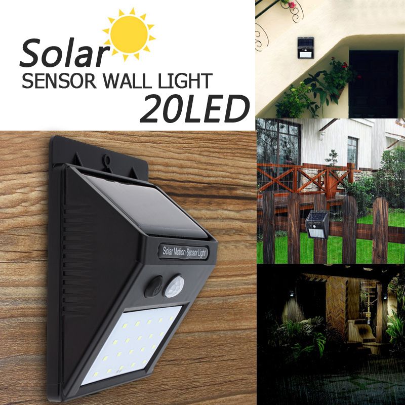 20 Led Solar Power Pir Motion Sensor Wall Light Outdoor Waterproof 20 Led Solar Power Pir Motion Sensor Wall Light Outdoor Waterproof Energy Saving Street Yard Path Home Garden Security Lamp Leg 20g Lights