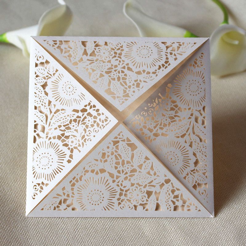 Wed Invitation White Laser Folded Party Invitation Box Valentines