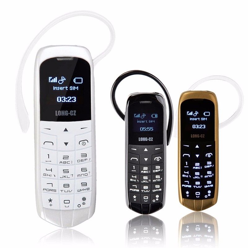 LONG-CZ J8 Kilidini Mini Cep Telefonu Bluetooth Dialer Kulaklık 0.66 inç Tek SIM Kart MP3 SMS Düşük Radyasyon Cep Telefonları
