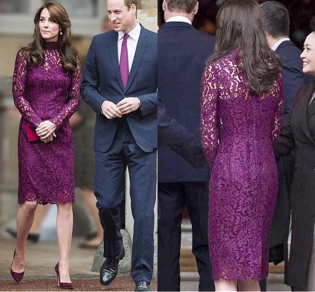 Kate Middleton Formal Party Dresses 2017 High Collar Long ...
