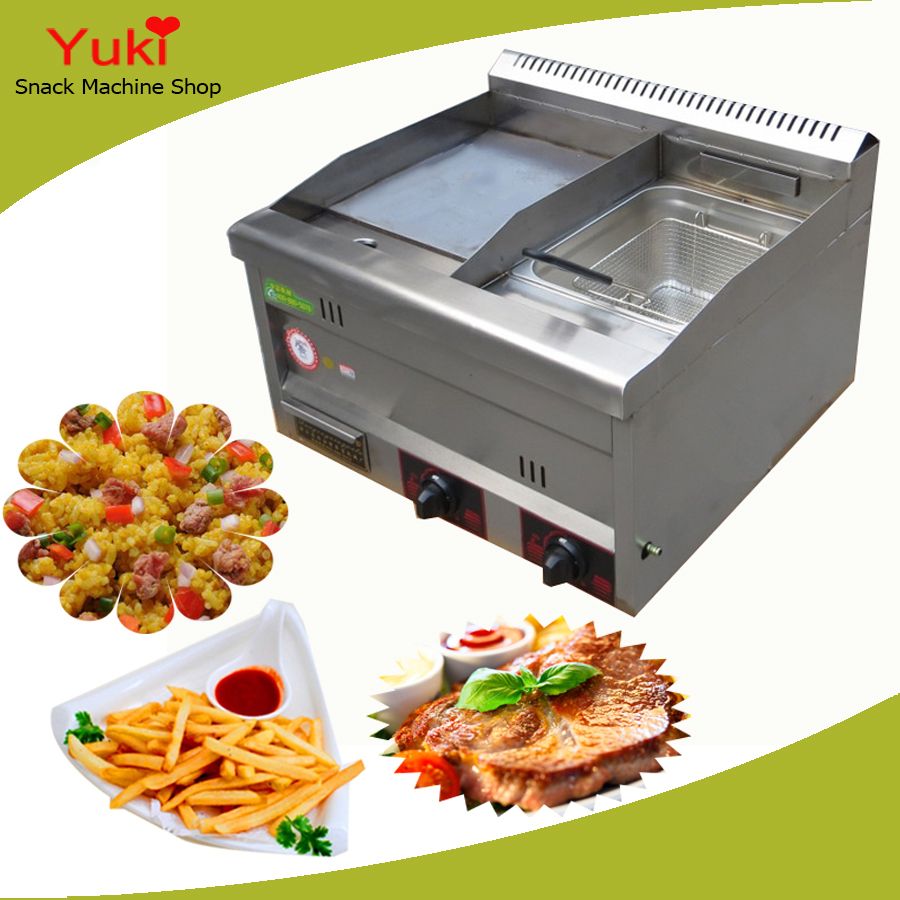 Commercial Gas Deep Fryer With Gas Griddle Half Fryer Half Griddle