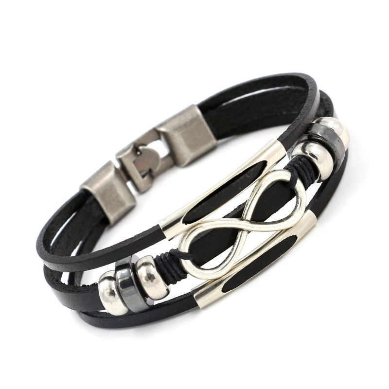 Genuine Leather Infinity Bracelet 8 Wrap Bracelets Wristband Bangle