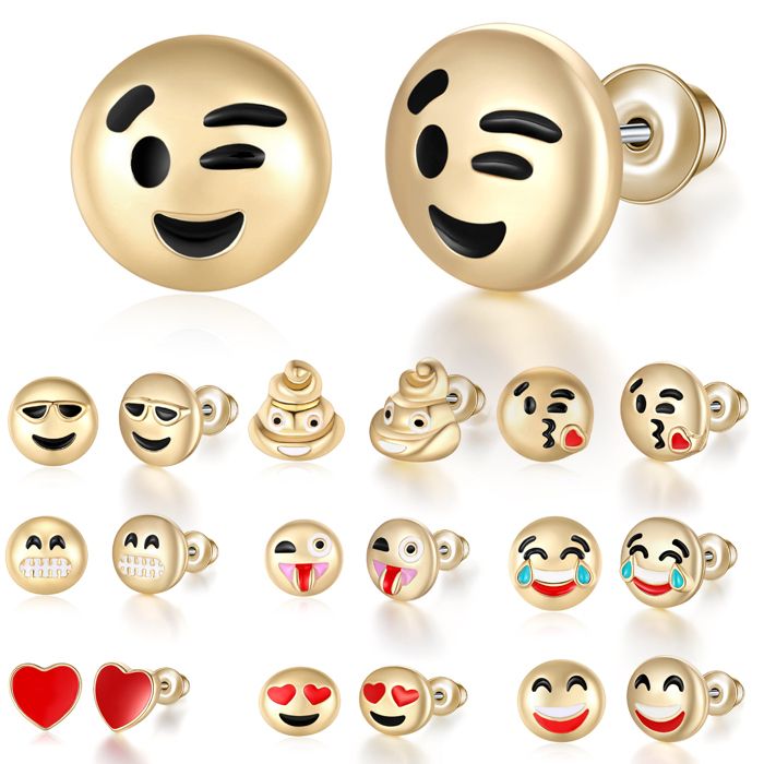 2018 hot sale cute round yellow happy face emoji stud earrings funny 2018 hot sale cute round yellow happy face emoji stud earrings funny smiley earring for women girl christmas gift 10 styles d399q from edasonmall