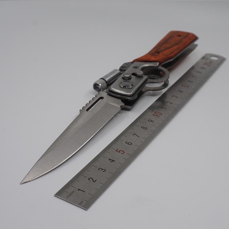 AK47 Gun Shaped Hunting Knife 440 Steel Blade Rosewood Handle Tactical