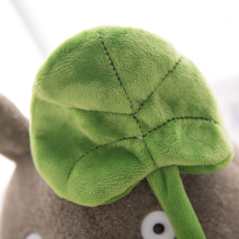 totoro plush with lotus leaf