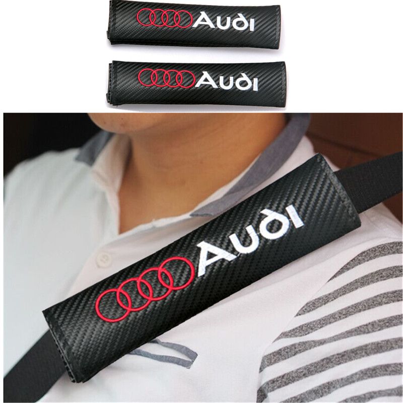 2021 Black Car Carbon Fiber Seat Belt Shoulders Pad Truck Cover SLINE