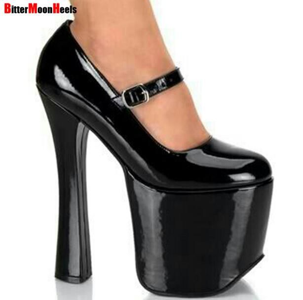 black leather mary jane heels