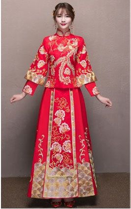 he served 2017 new bride show chinese wedding wedding gown dragon