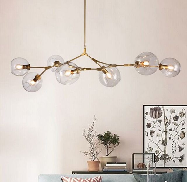 Glass Chandelier 1 3 5 7 Heads Ball Branching Drop Hanging Glass Chandelier 1 3 5 7 Heads Ball Branching Drop Hanging Light Modern Bottle Chandeliers For Kitchen Living Room Office Lantern Pendant