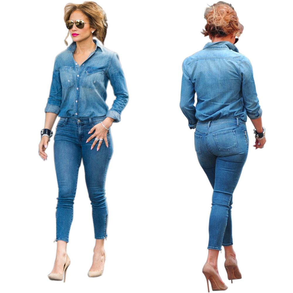 Acquistare Hot Casual 2 Pezzi Set Jeans Tuta Da Donna Manica Lunga Collo  Turndown Colletto Skinny Denim Tute Con Tasche Macaca Feminino Longo  Economico | Consegna Veloce E Qualità | It.Dhgate