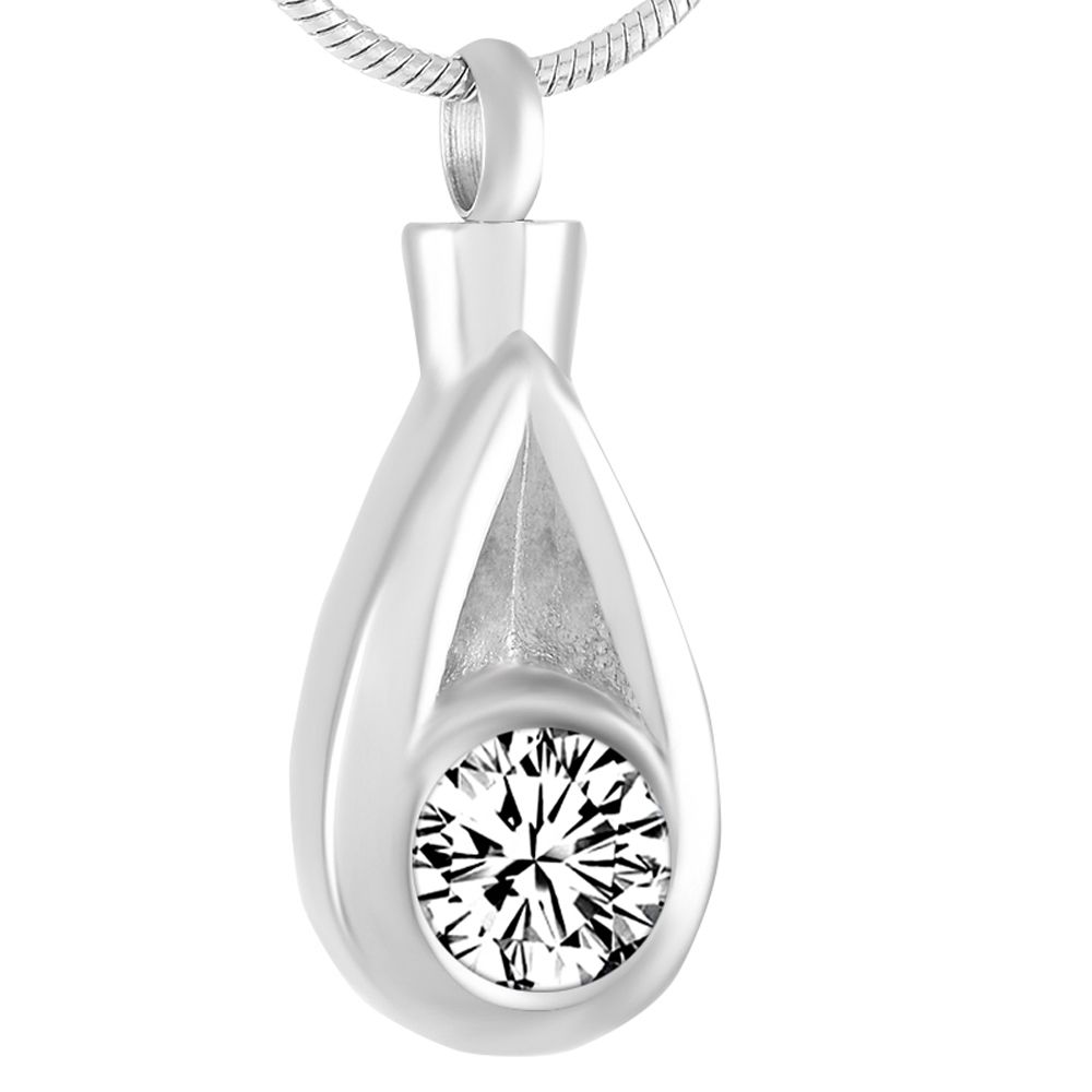 Mjd9374 Clear Tear Drop Inlay Elegant Crystal Stainless Steel Pet Mjd9374 Clear Tear Drop Inlay Elegant Crystal Stainless Steel Pet Human Cremation Jewelry Ashes Pendant Necklce
