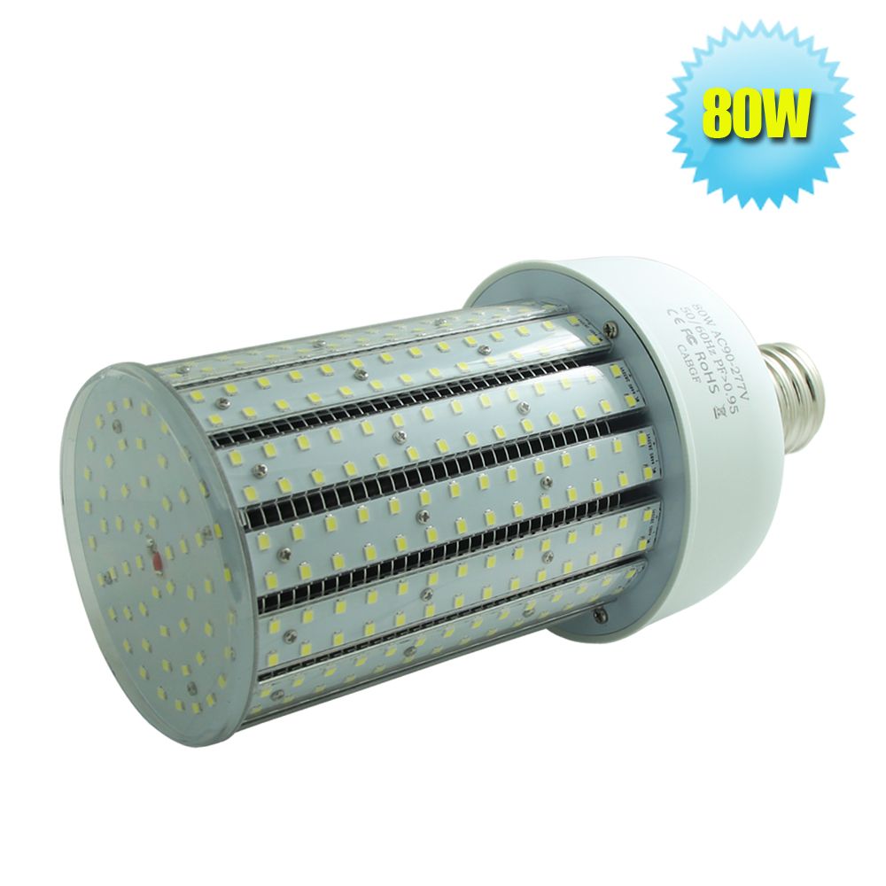 347V 480 Volt LED Corn Bulbs 80W 6000K Daylight E39 Mogul Base Replace