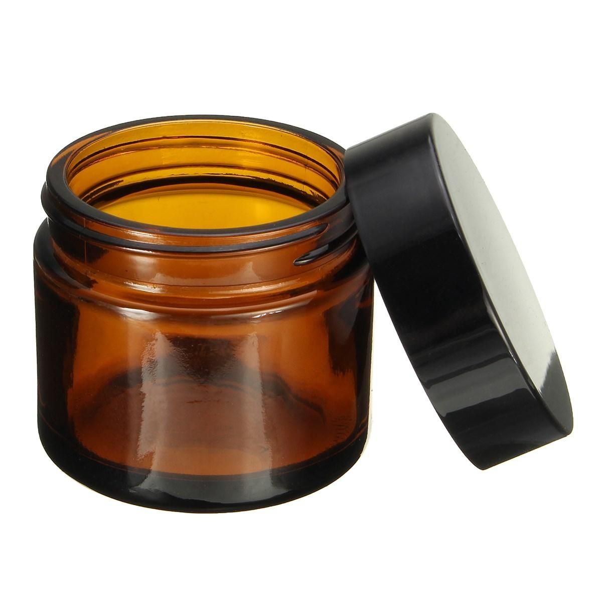 2021 60ml Empty Amber  Glass  Jar  Pot  Skin Care Cream 