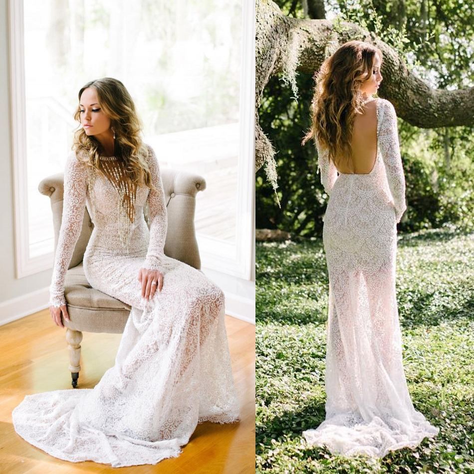 long sleeve sheath wedding dress
