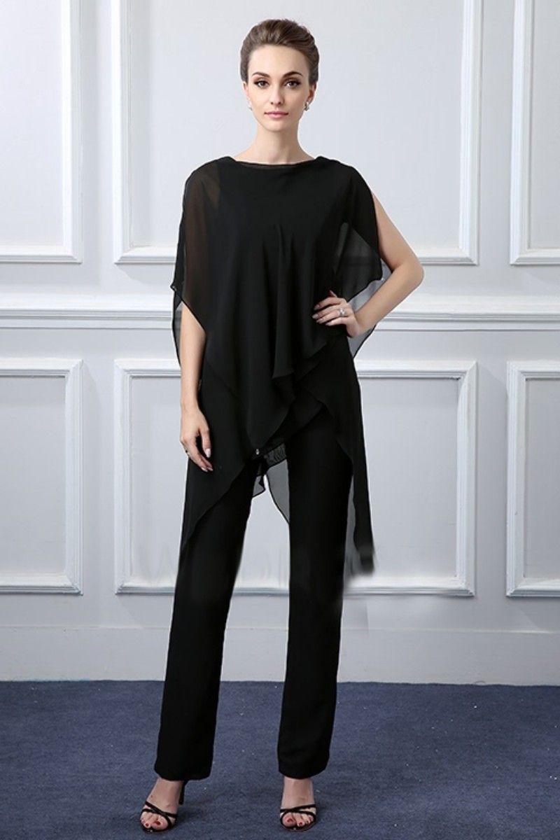 mother of the bride black pant suits