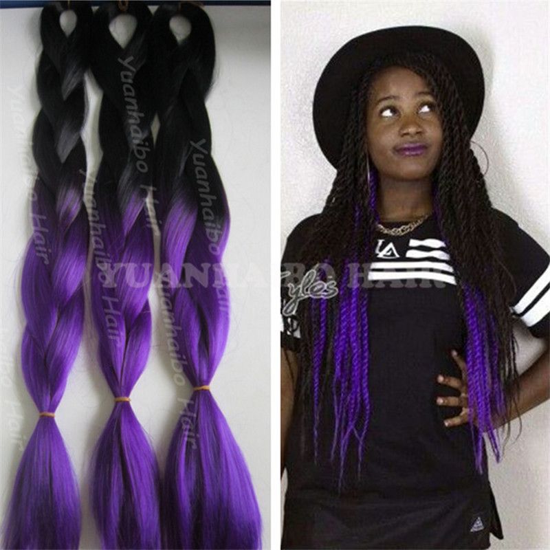 Hot Sale 20inch Ombre Kinky Jumbo Braid Two Tone Black Purple