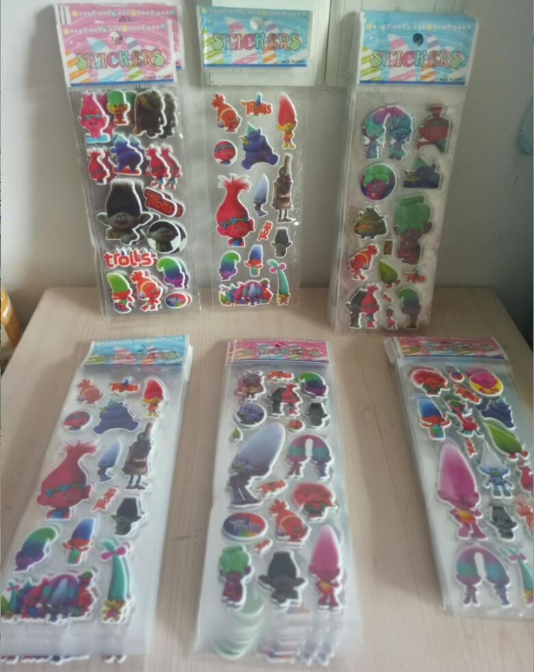 Sticker Trolls Poppy 3d Cartoon Pattern Children School Reward Wall Sticker Trolls Poppy 3d Cartoon Pattern Children School Reward Wall Desk Stickers Sbook Toys Kids Gift Home Decor
