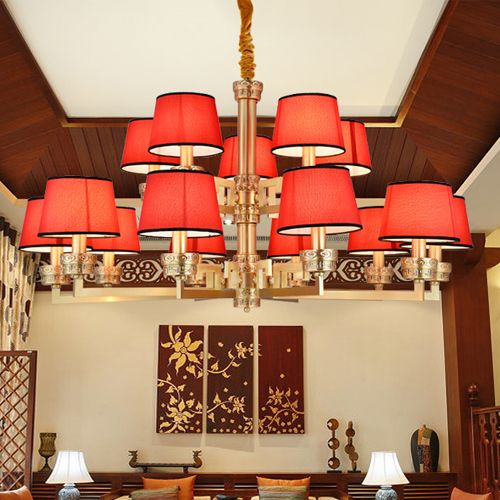 New Chinese Style High End Copper Red Led Chandelier Lights Lanterns New Chinese Style High End Copper Red Led Chandelier Lights Lanterns Classic Creative Decorative Chandeliers Lighting Pendant Lamps