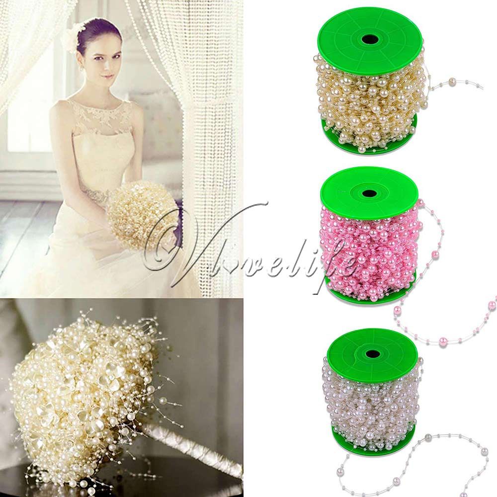 1 Roll Of 60 Meters Fishing Line Artificial ABS Pearl Beads Chain