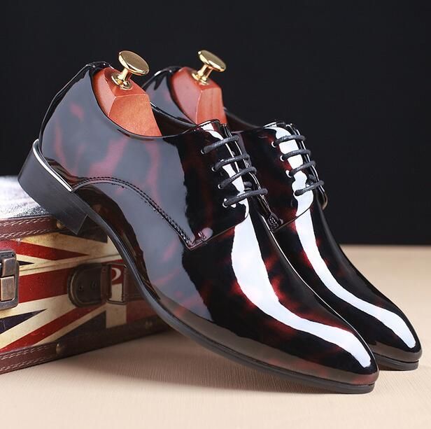 NEW Luxury Fashion Mens Dress Shoes Patent Leather Pointed Toe Men ...