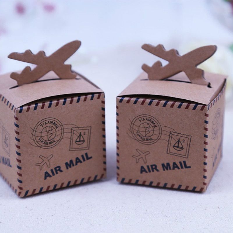 2019 Kraft Paper Airplane Candy Box Wedding Travel Theme Decoration