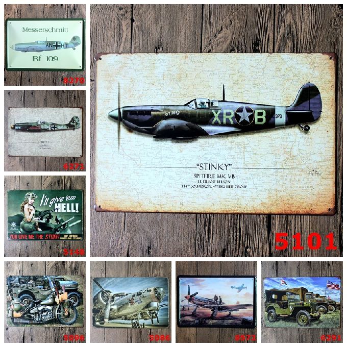 Aircraft Plane Airplane Vintage Craft Tin Sign Retro Metal Painting Antique Iron Poster Bar Pub
