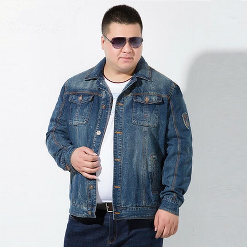 New Arrival 7XL Men Denim Jacket Men&#39;S Business Casual Jeans Outerwear Male Cotton Denim Jackets ...